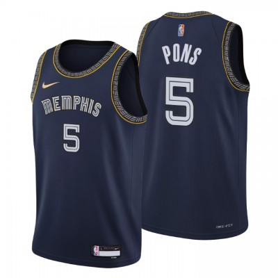 Memphis Grizzlies #5 Yves Pons Men's Nike Navy 202122 Swingman NBA Jersey - City Edition Men's